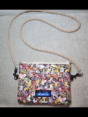 Kavu Small Floral Crossbody Bag in Pink, Yellow, Green and Black